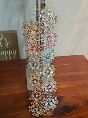 Crystal Flower Hair Clips - Multicolor Decorative Set